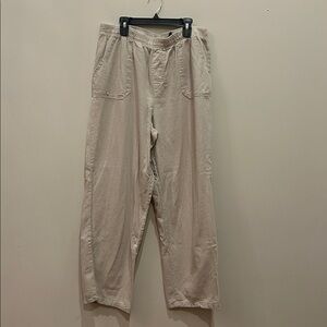 Basic Editions Pants Large Khaki Light Tan Trousers Casual Women's